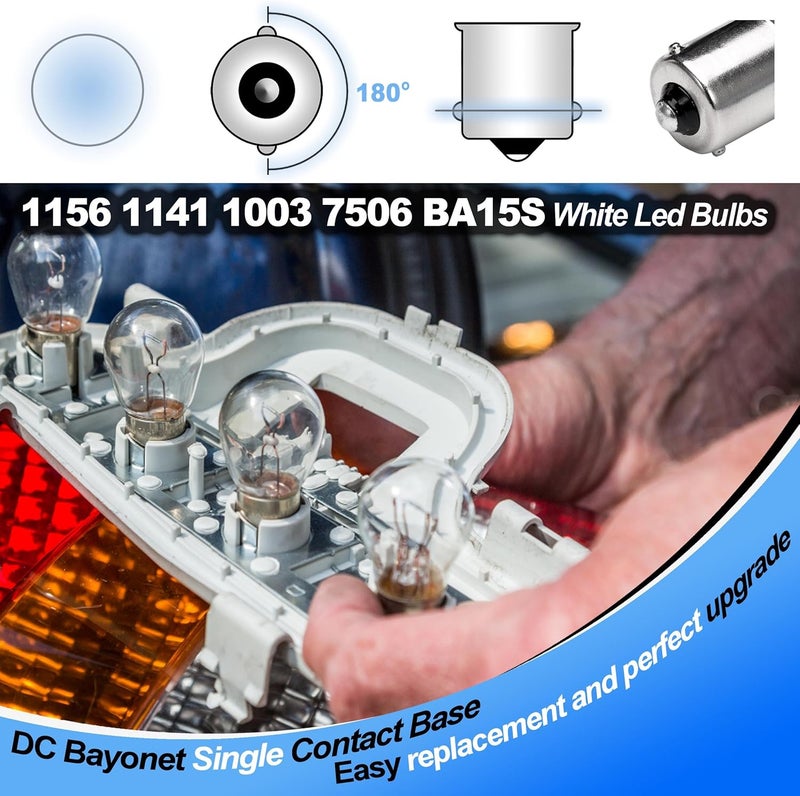 Heifymi BA15S LED Bulbs 12V,1156 1141 1003 LED Light Super Bright 6000K Bayonet Bulb Socket Single Contact,AC10-24V Replacement for Landscape Path RV Camper Trailer Boat Trunk Interior Lights,3Pack - Image 5